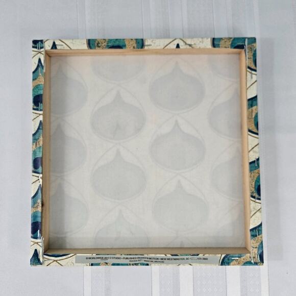 Peacock Feather Vinyl Canvas Prints Wooden Frame Set of 2 - 12x12" - Picture 8 of 9